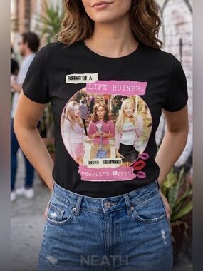 Black Graphic Tee — 'Mean Girls' Pink Accent Women’s Tee Shirt